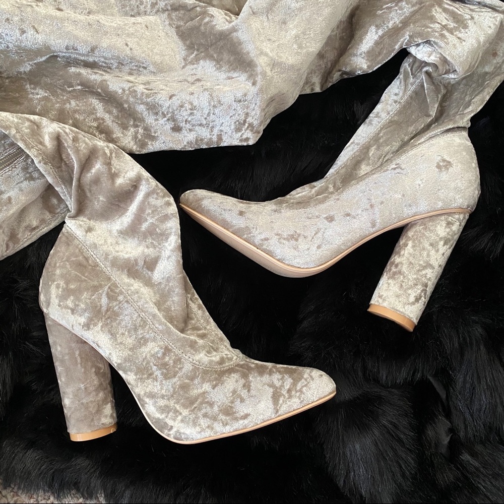 Dolls Kill Velvet Thigh High Boots - 8